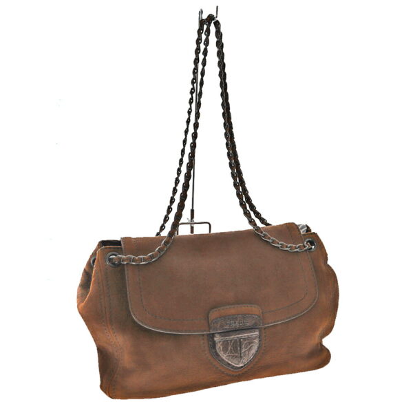 21 7096 1 Prada Chain Shoulder Bag Leather Brown