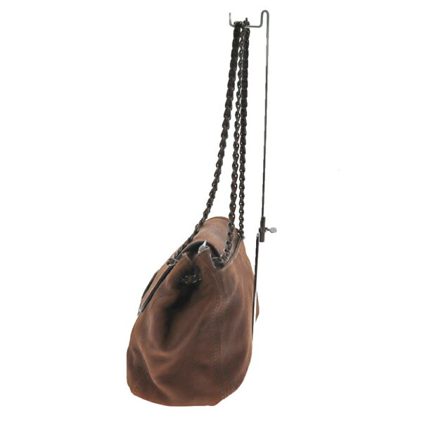 21 7096 3 Prada Chain Shoulder Bag Leather Brown