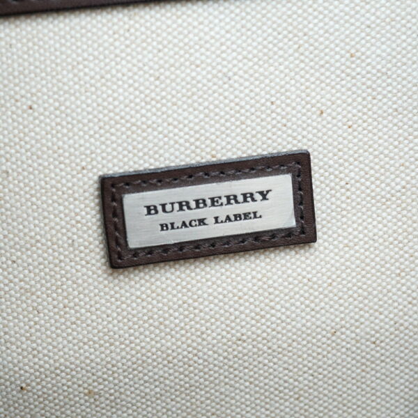 21 8277 14 Burberry Black Label Business Canvas Leather Briefcase Brown