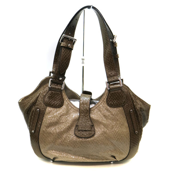 21 8541 2 Celine Leather Shoulder Bag Khaki