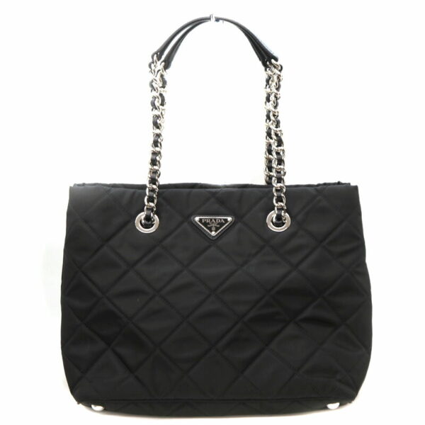 21 9191 1 Prada 2WAY Chain Tote Bag Nylon Black