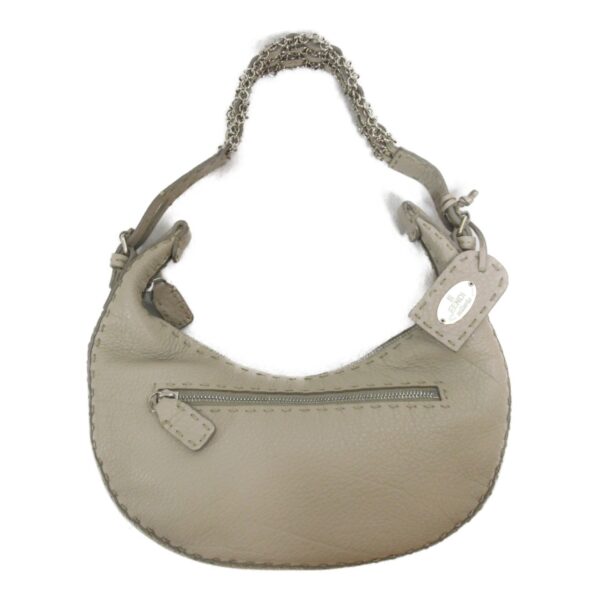 2100301120457 2 Fendi Selleria Shoulder Bag Leather Gray Greige