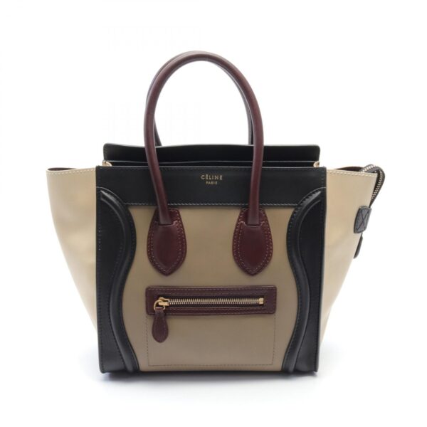 2100301149328 1 Celine Leather Micro Shopper Tote Bag Beige Black Multicolor