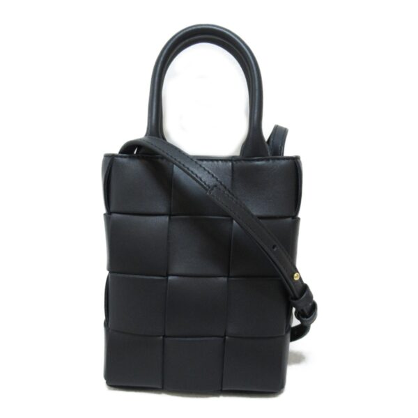 2101217276313 2 Bottega Veneta Mini Cassette Shoulder Tote Bag Lambskin Black