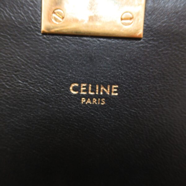 2101217381208 11 Celine Leather Chain Shoulder Bag Black Brown