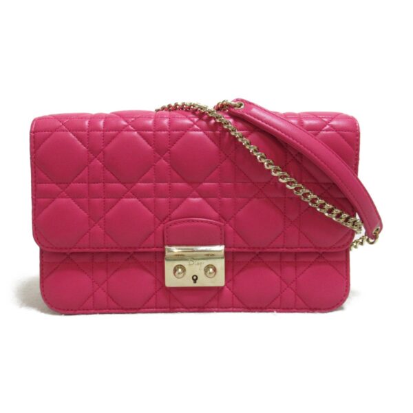 2101217383622 2 Dior Chain Wallet Shoulder Bag Lambskin Pink