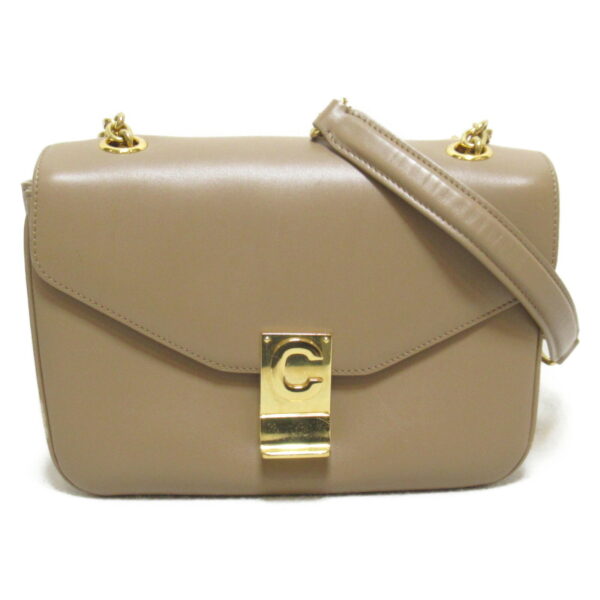 2101217411974 1 Celine Leather Chain Shoulder Bag Beige