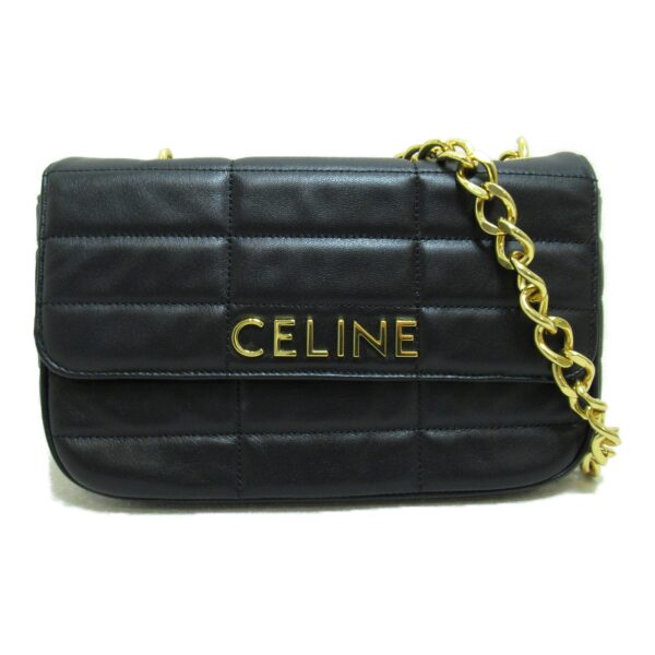 2101217448253 3 Celine Leather Chain Shoulder Bag Black