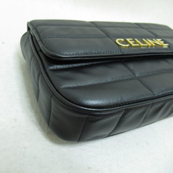 2101217448253 8 Celine Leather Chain Shoulder Bag Black