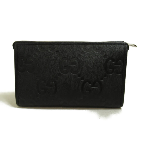 2101217485098 2 Gucci Jumbo GG Pouch Accessory Pouch with Handle Leather Black