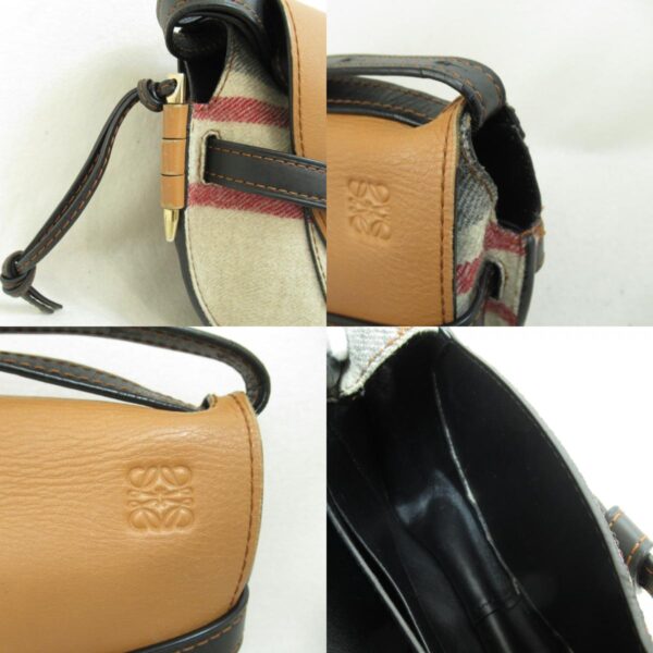 2101217494342 9c Loewe Gate Shoulder Bag Cotton Leather Brown White