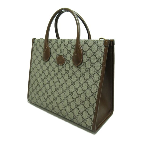 2101217499194 4 Gucci Interlocking G GG Supreme Small Tote Bag GG Supreme Beige Brown