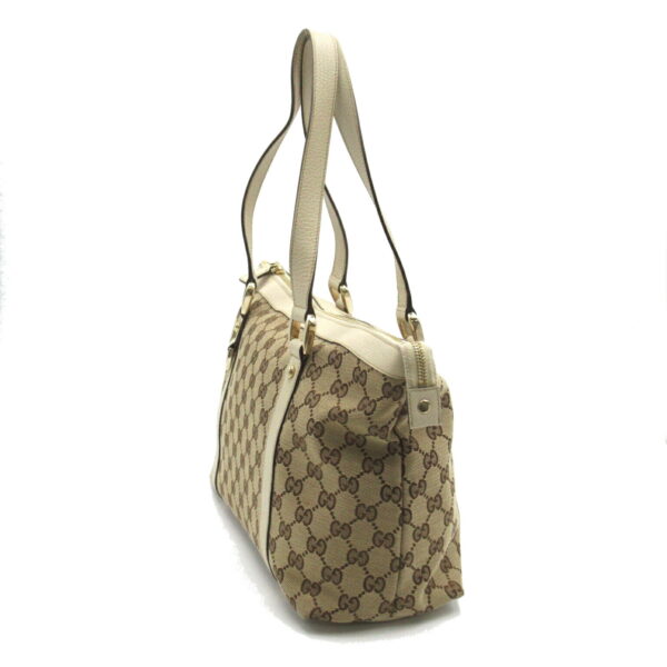 2101217500227 3 Gucci Ivy Line Tote Bag GG Brown White