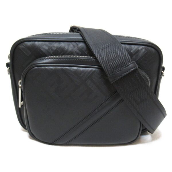 2101217530866 1 Fendi Shadow Diagonal Duo Camera Case Shoulder Bag Leather Black