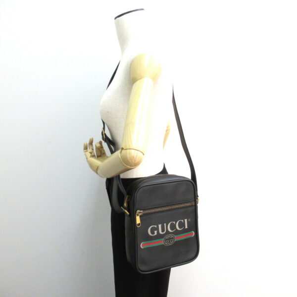 2101217583497 5 Gucci Print Shoulder Bag Leather Black