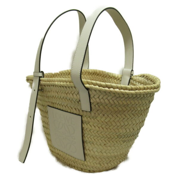 2101217598811 3 Loewe Basket Shoulder Bag Calf Palm Leaf White Natural