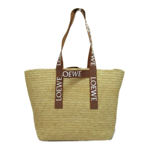 2101217599245 3 Loewe Fold Shopper Shoulder Bag Raffia Brown Natural Tan