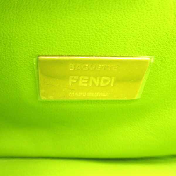 2101217627313 7 Fendi Baguette Chain Midi 2Way Shoulder Bag Leather Green