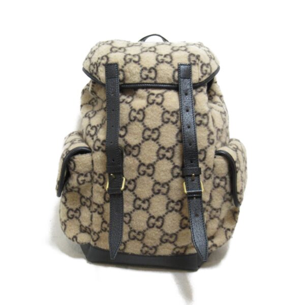 2101217640800 2 Gucci Rucksack Leather Wool Black Beige