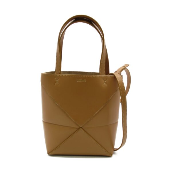 2101217701082 1 Loewe Puzzle Fold Handbag Leather Brown Camel