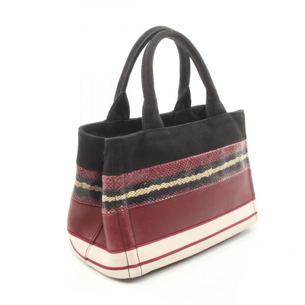 2101217727969 2 Prada Canapa Tote Exotic Leather Black Bordeaux Multicolor