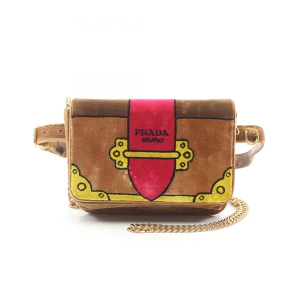 2101217754798 1 Prada Cahier Waist Bag Fabric Brown Multicolor