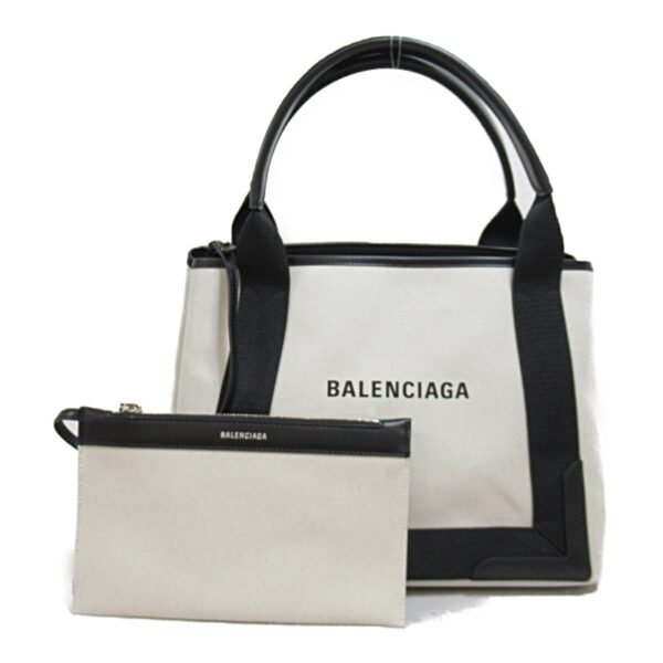 2101217766449 2 Balenciaga Navy Small Cabas Tote Bag Calf Cotton Black Natural