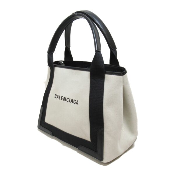 2101217766449 4 Balenciaga Navy Small Cabas Tote Bag Calf Cotton Black Natural