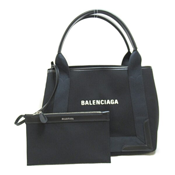 2101217766524 2 Balenciaga Navy Small Cabas Tote Bag Calf Cotton Black