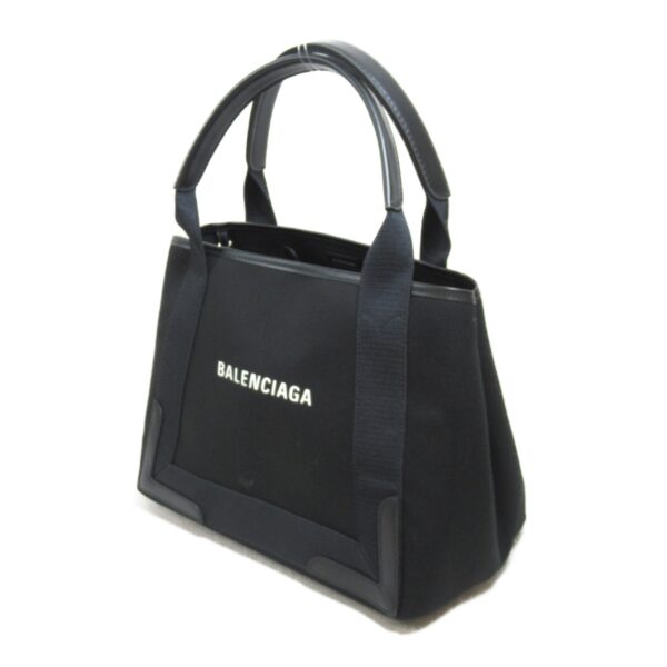 2101217766524 4 Balenciaga Navy Small Cabas Tote Bag Calf Cotton Black