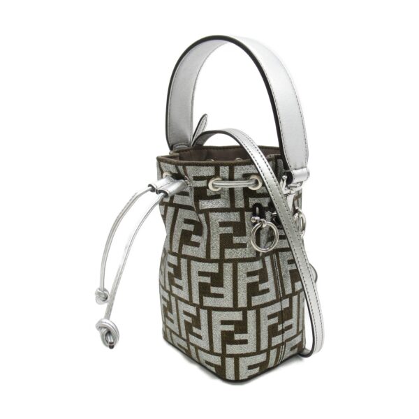 2101217766814 2 Fendi Mon Tresor FF Jacquard Shoulder Bag Leather Silver