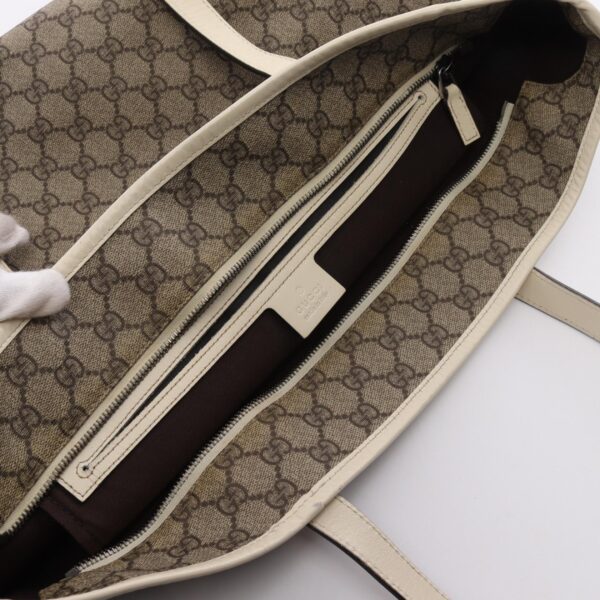 2101217787093 5 Gucci GG Supreme Tote Bag Leather Beige White