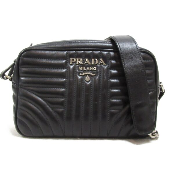 2101217805889 2 Prada Chain Shoulder Bag Leather Black