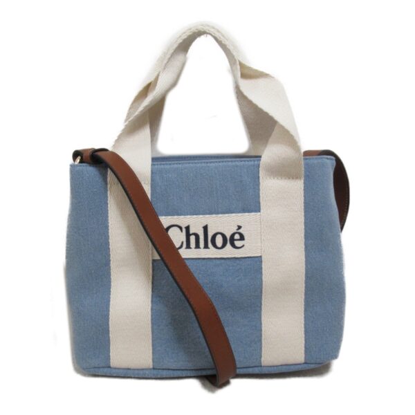 2101217813747 2 Chloe Denim Cotton 2way Shoulder Bag Blue