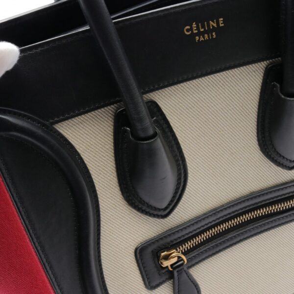 2101217838931 7 Celine Leather Micro Shopper Tote Bag Beige Red Black