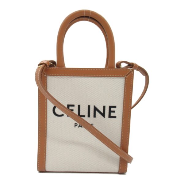 2101217842525 3 Celine Leather Cotton Vertical Cover Shoulder Bag Brown