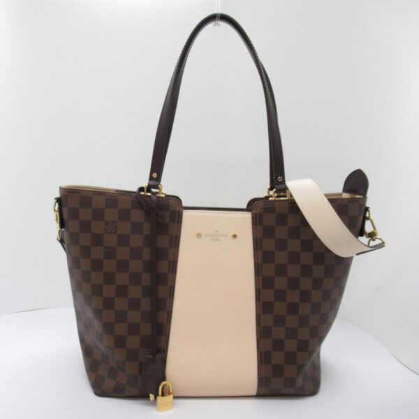 2101217845489 13 Louis Vuitton Jersey Shoulder Bag Damier Brown White