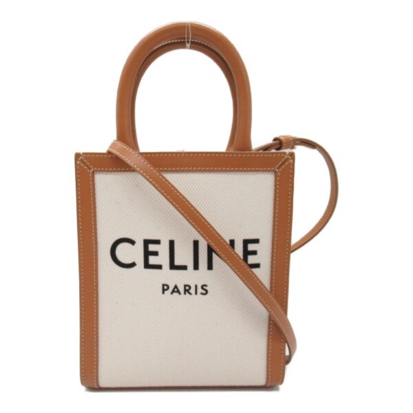 2101217846110 3 Celine Leather Mini Vertical Cover Shoulder Bag White Brown