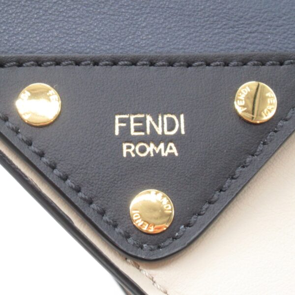 2101217850100 10 Fendi Flip Large Shoulder Bag Leather Light Beige Navy