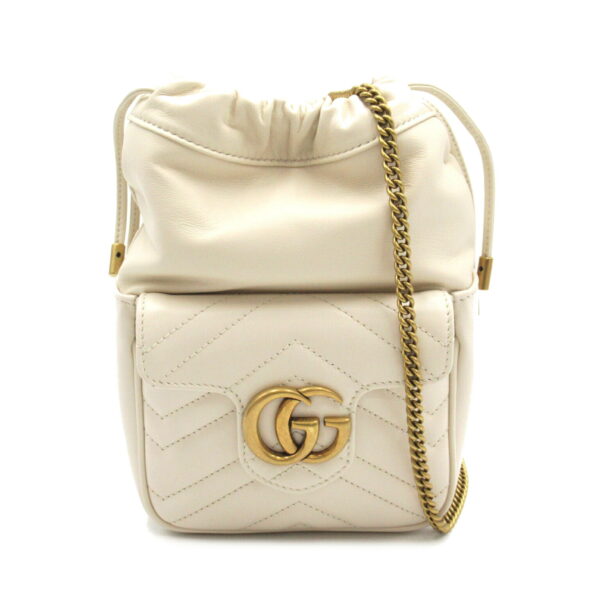 2101217857772 1 Gucci GG Marmont Quilted Mini Bucket Bag White