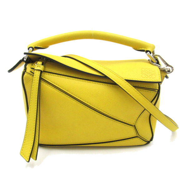 2101217870498 1 Loewe Puzzle Bag Mini 2Way Shoulder Bag Leather Yellow