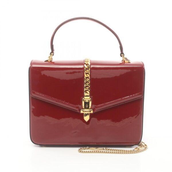 2101217870801 1 Gucci Sylvie Handbag Patent Leather Red