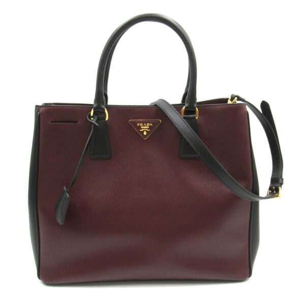 2101217887311 1 Prada 2Way Tote Bag Saffiano Leather Bordeaux Black