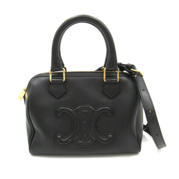 2101217915052 1 Celine Leather Triomphe 2way Shoulder Bag Black