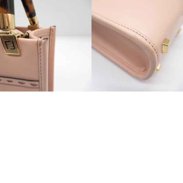 2101217918664 11c Fendi Sunshine Shopper Shoulder Bag Leather Pink Beige