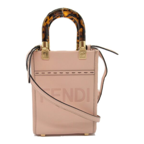 2101217918664 4 Fendi Sunshine Shopper Shoulder Bag Leather Pink Beige