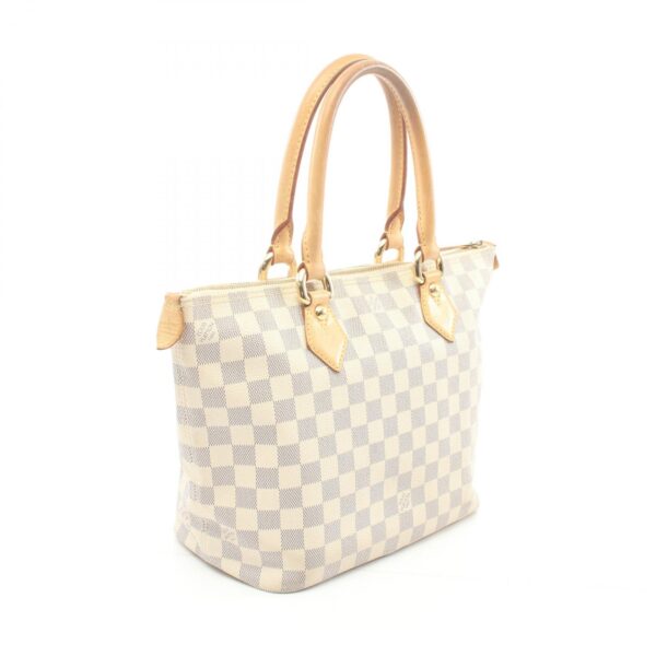 2101217929073 2 Louis Vuitton Saleya PM Leather Tote Bag Damier Azur White