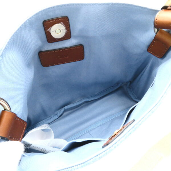 2101217944113 7 Chloe Denim Cotton 2way Shoulder Bag Blue Ivory Brown