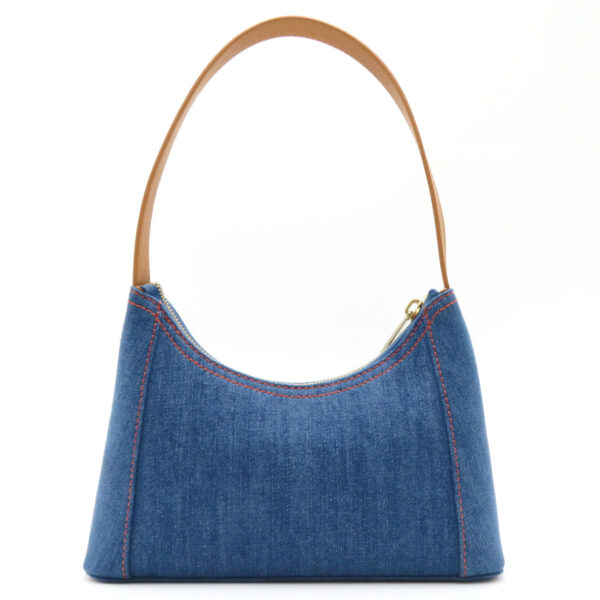 2101217944489 3 Furla Cotton Leather Shoulder Bag Blue Brown Denim Blue