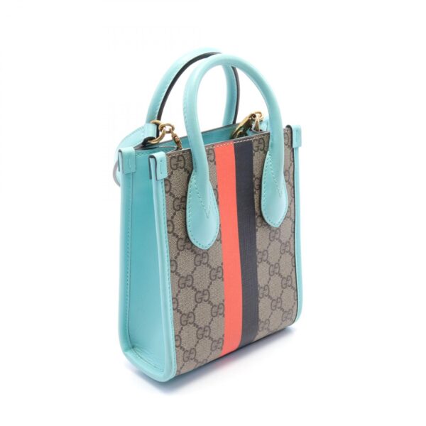 2101217950640 2 Gucci Interlocking G Mini Tote Bag Handbag Leather Blue Multicolor